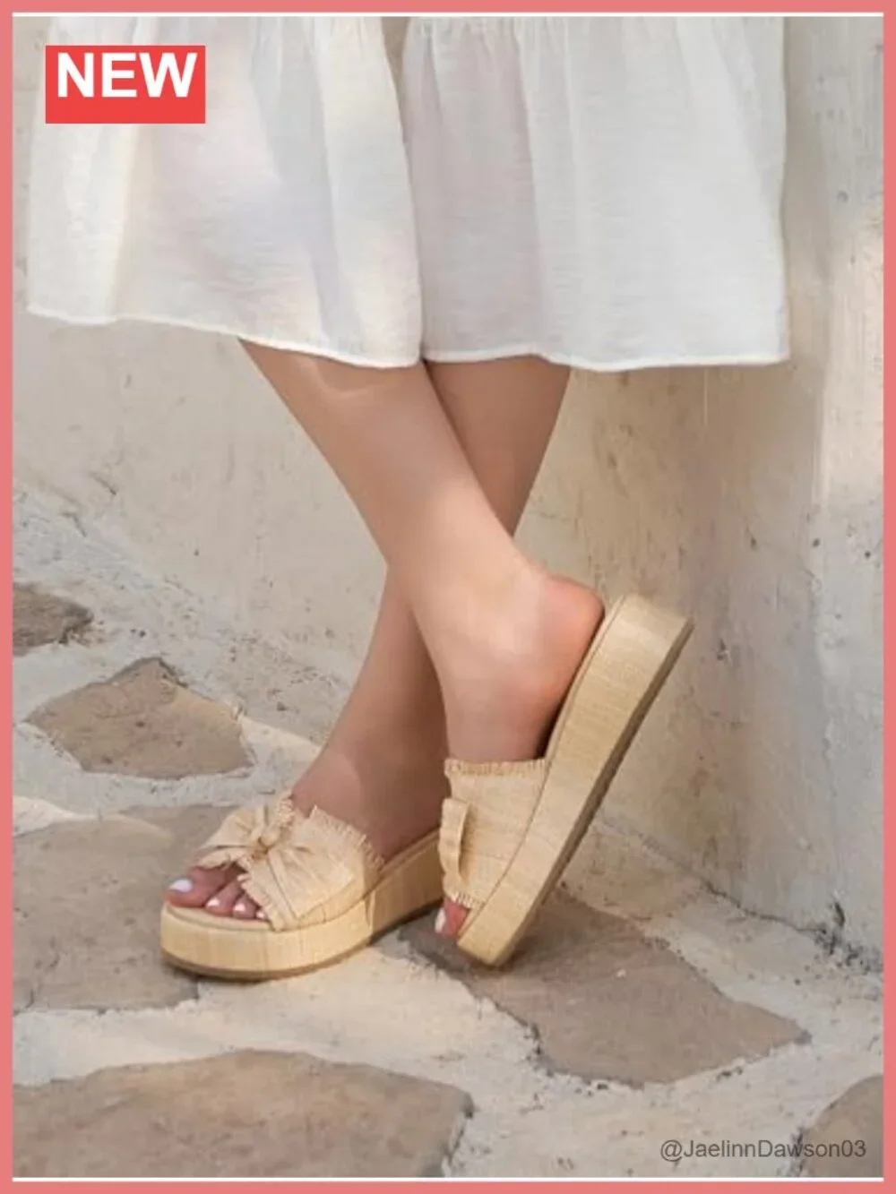 Womens Raffia Platform Wedge Sandals Bow Open Toe Slip On Summer Beach Shoes